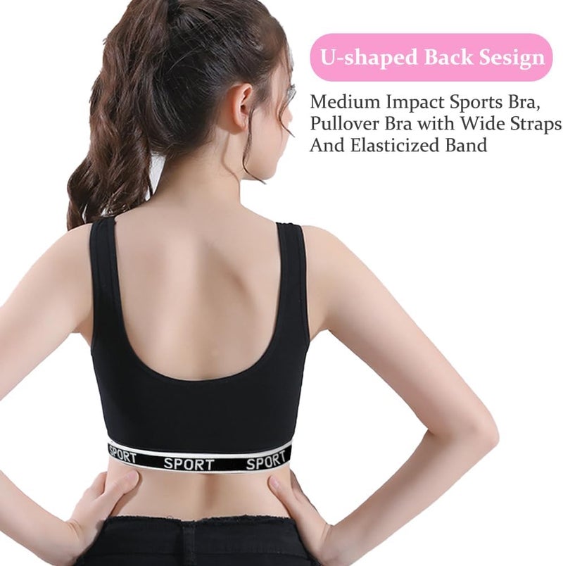 ABTRAV Girls Sports Bras Cotton Training Underwear with Removable Pads Teenage Crop Vest for 8-15 Years - Image 5